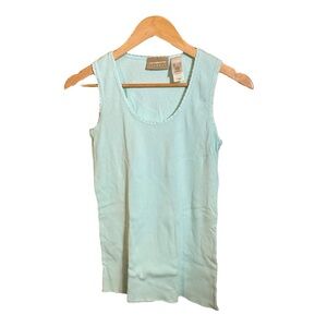 Liz Claiborne Women's Tank Top Sleeveless 100% Cotton Green Size S